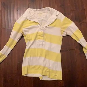 J crew white and yellow striped rugby shirt size small